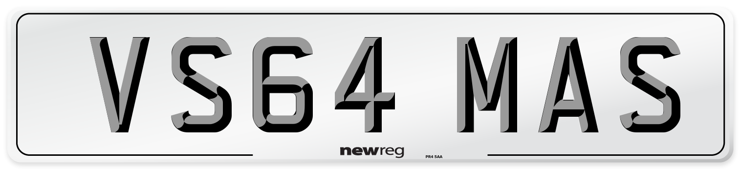 VS64 MAS Number Plate from New Reg